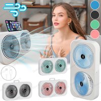 Multi-functional Dual Head Rechargeable Fan 3 Speed Adjustable USB Portable Energy Saving Mute Fan for Indoor Home Office Use