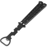 Folding Stainless Steel Beer Bottle Opener Butterfly Trainer Tools (Black)