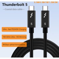 2m Thunderbolt 5 Coaxial Cable USB4 Type C To Type C 80Gbps PD 240W /100W Fast Charging Cable for Mac/PC Full-Function