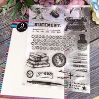 1pc Keyboard Books Pen Learning Tools Clear Stamp, Silicone Transparent Stamps for Paper Craft Handmade Card Making DIY