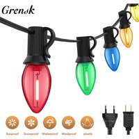 Bunte Lichterkette für den Außenbereich, C7, bruchsichere Ersatzlampen, 1 W, E12-Sockel, RGB, wasserdichte Girlande für Party-Gartendekorationen