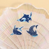Cartoon Marine Creatures Enamel Pins Starry Cute Ocean Brooch Shark Manta Fish Badge Lapel Shirt Animal Jewelry Accessory
