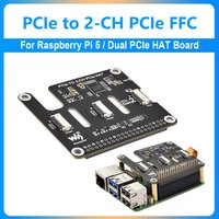 Raspberry Pi 5 PCIe to 2-CH PCIe FFC Dual PCIe HAT Expansion Board Pi5 Double 16PIN PCIe interface can stack for Raspberry Pi 5