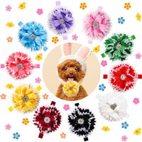 50pcs Cute Dog Bow Ties Summer Diamond Small Dog Cat Bowties Collar Dog Grooming Accessories For Small Dogs Cats