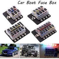 Universal 12Ways Car Blade Holder Fuse Box With LED Indicator Light 12V 32V Screw Binding Post Fuse For Car Boat Marine