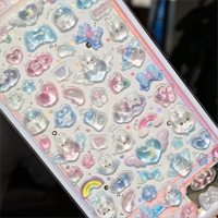 Kawaii Cartoon Animal 3D Relief Crystal Diamond Sticker for Scrapbooking Cute Phone Case Decor Sticker School Stationery Supply