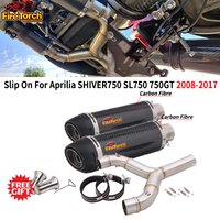 For Aprilia Shiver 750 Sl750 Shiver750 Gt 750Gt 2008 - 2017 Mid Link Pipe Espace Moto Connect Carbon Fiber 51Mm Muffler Slip On