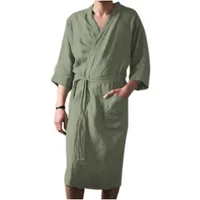Men's Nightgown Cotton And Linen Robes New Spring Autumn Japanese Kimono Nightgown Homewear Bath Steamed Clothes bathrobe