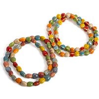 Colorful Glazed Ceramic Heart Bead Necklace Handmade Boho Vintage Porcelain Beads Long Necklace Wrap Bracelet Jewelry Gift for W