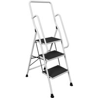 3 Step Ladder With Safety Handrail Foldable Safety Non Slip Matt Safe Heavy Duty