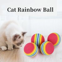 Rainbow cat toy ball cat solid elastic ball pet supplies kitten puppy ball toy teasing cat ball EVA floating water Toys ball