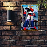 Room Decor Vintage Aluminum Metal Sign, Waterproof and Dustproof Anime Robot Art Poster, for Home, Bar, Cafe, Bedroom