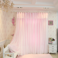 Romantic Princess Style Lace Curtain Solid Color Korean Aesthetic Double Layer Curtain Cozy Home Decor for Bedroom Living Room
