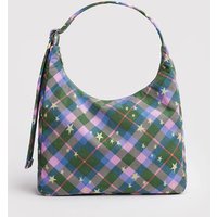 Plaid Grid Shoulder Bag Black White Checkered Lightweight Simple Daily Commuter Crossbody Handbag Minimalist Practical Purse