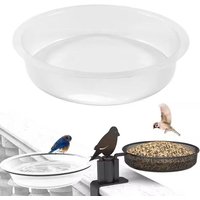 1PCS Circular Transparent Bird Feed Bowl Durable Supplies for Bird Feeding on Windows Balconies Outdoors