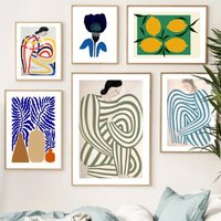 Classic Abstract Wall Art Linde Striped Pajamas Curves HD Canvas Print Poster for Living Room Bedroom Decor