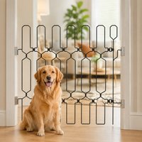 Retractable Metal Pet Gate Safety Adjustable No Drilling Indoor Outdoor 66CM Width 78CM Height Expandable Guard Fence Barrier