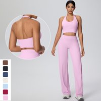 2Pieces Breathable Summer Workout Top Pants Yoga Set Yoga Underwear With Chest Pad Quick Drying Push Up Pencil Pants Yoga Set