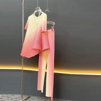 2025 new summer women's clothing casual fashion folds playful and lively gradient two-piece