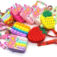 Hot Rianbow Cross Bag Fidget Toys For Children Christmas Gifts Push Its Bubble Stress Relief Sensory Toys Coin Purse Girls