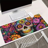Vibrant Floral Sugar Skull Extended Mouse Pad Large Non-Slip Rubber Desk Mat for Gaming Office