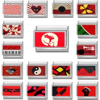 Y2K Red Butterfly Heart Piano Eyes Tai Chi Cat Italian Charm Link Fit 9mm Stainless Steel Jewelry DIY Making Bracelets For Gift