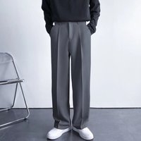 2026 New Men Straight Pants Fashion Korean Loose Suit Trousers Casual Draped Baggy White Wide Pant Male Streetwear