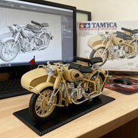 1/10 alloy die-cast 750 tricycle model, retro motorcycle toys, simulated military enthusiasts collection ornaments gifts
