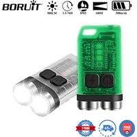 BORUiT V3 UV LED EDC Keychain Flashlight Type-C Rechargeable Work Light Torch with Magnet Waterproof Camping Pocket Lantern