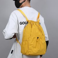 Solid Color Travel Backpack Korean Style Lightweight Drawstring Backpack Large Capacity Foldable Student Schoolbag Fitness