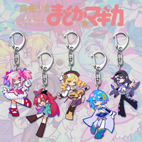 Akemi Homura Tomoe Mami Anime KeyChain Puella Magi Madoka Magica Men Key Chain for Women Fashion Figure Acrylic Keyring Pendant