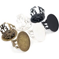 18x25mm 5pcs 3 Colors Plated Brass Oval Adjustable Ring Settings Blank/Base,Fit 18x25mm Glass Cabochons
