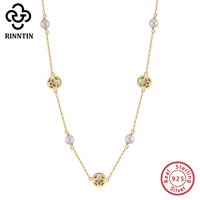 Rinntin Lucky Clover Necklace Female S925 Pure Silver Charm Round Shell Necklace Niche High-end Elegant Clavicle Chain GMN63