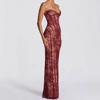 Strapless Bodycon Maxi Dress for Women 2026 Striped Backless Elegant Party Evening Gown Casual Summer Wear