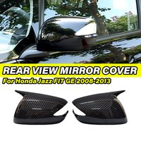 Pair Car Side Rearview Mirrors Cover OX Horn Style For Honda Fit Jazz 2009 2010 2011 2012 2013 Glossy Black Wing Mirror Caps