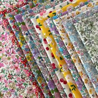 0.5m/1m/2mVintage Style 100% Cotton Fabric Floral Daisy Cherry Print Fat Print for Handbag Making Quilting Patchwork DIY Crafts