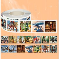 500pcs Kawaii Tung Tung Tung Sahur Stickers Roll Funny Animal Cartoon Decoration Decals DIY Laptop Car Kids Reward Sticker Toy