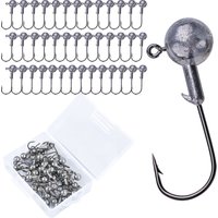 Goture 1box Fishing Hooks 0.6g 0.8g 1g 2g 5g 8g 10g 15g 20g Round Ball Crank Jig Head Hook Secondary Hooks for Soft Worm Fishing