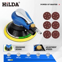 HILDA Pneumatic Sanding Machine Blue 5 inch 150mm Air Track Sander Dust Collection Model for Car Metal Wood Waxing Grinding