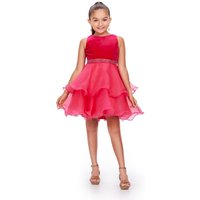Snvdzo Velvet Beaded Waistband Pageant Dress Layer Ruffle Flower Girl Dress For Kids Pageant Wedding Interview Birthday Party