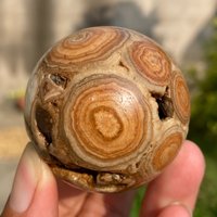 1pc Natural Marbling Agate Sphere with Hollow Center - Dragon Palace Stone Sphere Suitable for Home Decor, Jewelry Making, Decor