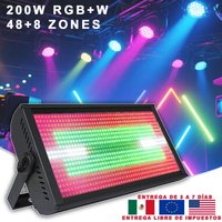 YUER Strobe Lighting 200W RGB+W 48+8 Zones Party Decoration Wedding Stage Lights For Dj Disco Aluminum Case DMX Music Controller