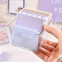 1/2pcs Transparent notepad storage box - Desktop Memo Stand, Office Stationery Storage Box, Desktop Accessory Organizer.