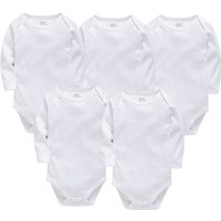 1/2/3/5 Pcs Baby Jumpsuit Blank White Newborn Boys Romper 100% Cotton Kids Bodysuit Long Sleeve Baby Girls Clothing Plain Muslin