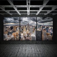 Set of 3 Skyline Artworks, Ideal for Decorating Your Home, Bedroom, Living Room, Or Office. These Canvas Prints Make a Great Gif