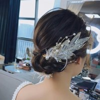 Feather Hair Clips Tiaras Bride Hair Jewelry For Women Crystal Pearl Hairpin New Fashion Barrettes Lady Wedding Headpiece