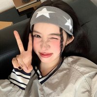 Star Embroidery Sports Headband for Running Cycling Yoga Black White Cotton Headbands for Women Soft Hair Accessories