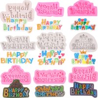 Happy Birthday Silicone Mold Birthday Alphabet Letter Cake Decoration Fondant Chocolate Candy Cupcake Topper for Birthday Party