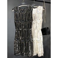 Heavy Hammer Bead In The Summer of The New Sexy Sequined Dress Show Thin Render Sundress Female Commuter Elastic Waist