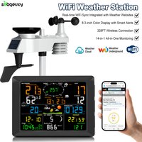 WiFi Weather Station 14-in-1 Wireless with Color Display Real-Time Sync to Weather Underground 100m Range Smart Home Sensor